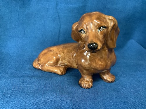 Vtg ceramic dachshund sausage - dachshund,