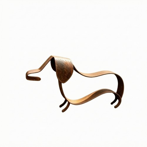 Metal dachshund figurine - metal,