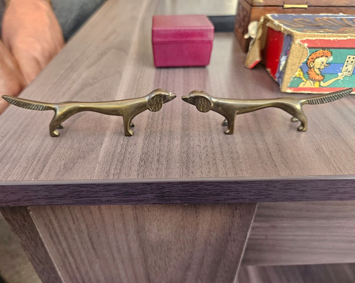 Metal dachshund dog figurine - metal,