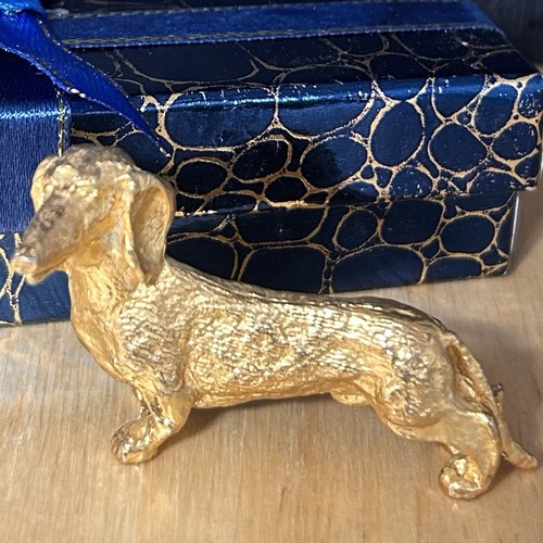 Gold metal dachshund dog - metal,