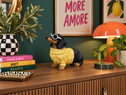 Dachshund dog ornament yellow - dog,